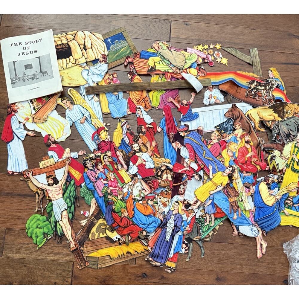 BETTY LUKENS Bible Stories Felt People Animals Props Story of Jesus HUGE LOT